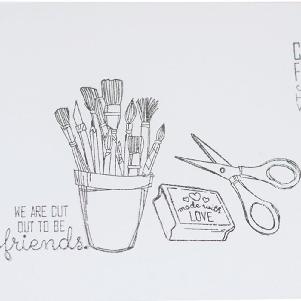 Scissors Pen Stationery Transparent Stamp Silicone DIY Scrapbook Cards Tool