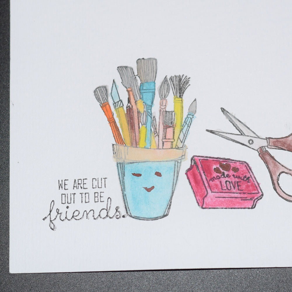 Scissors Pen Stationery Transparent Stamp Silicone DIY Scrapbook Cards Tool