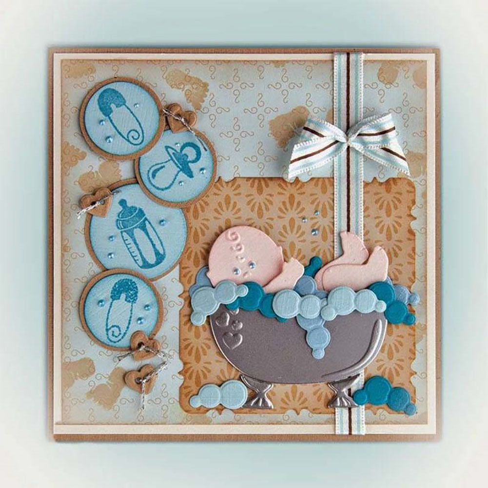 DIY Paper Art Cutter Baby Bath Tub Cradle Card Scrapbook Handcrafts Cutting Dies