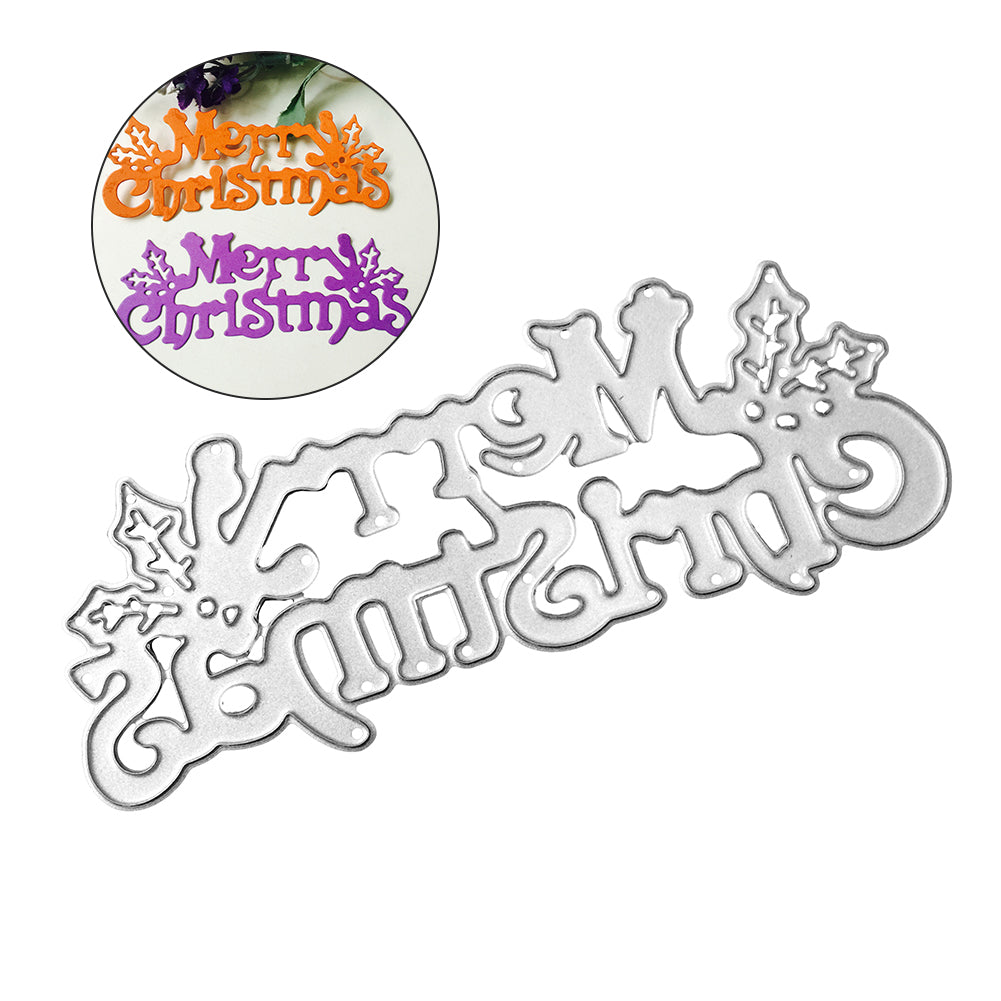 Merry Christmas Letters Cutting Die DIY Scrapbook Album Cards Embossing Tool