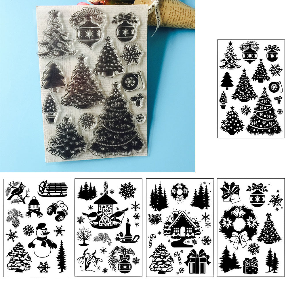 Christmas Tree House Elk DIY Stamp Paper Cards Album Scrapbooking Decor Stamper