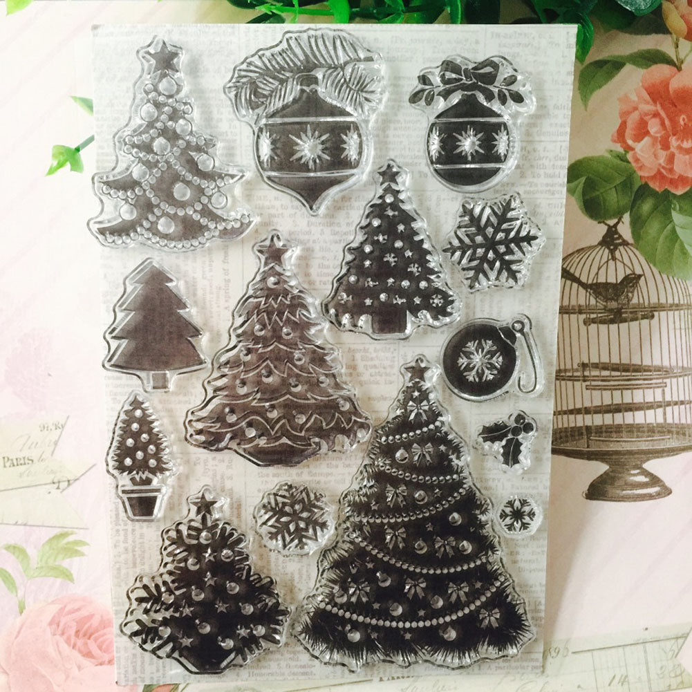 Christmas Tree House Elk DIY Stamp Paper Cards Album Scrapbooking Decor Stamper