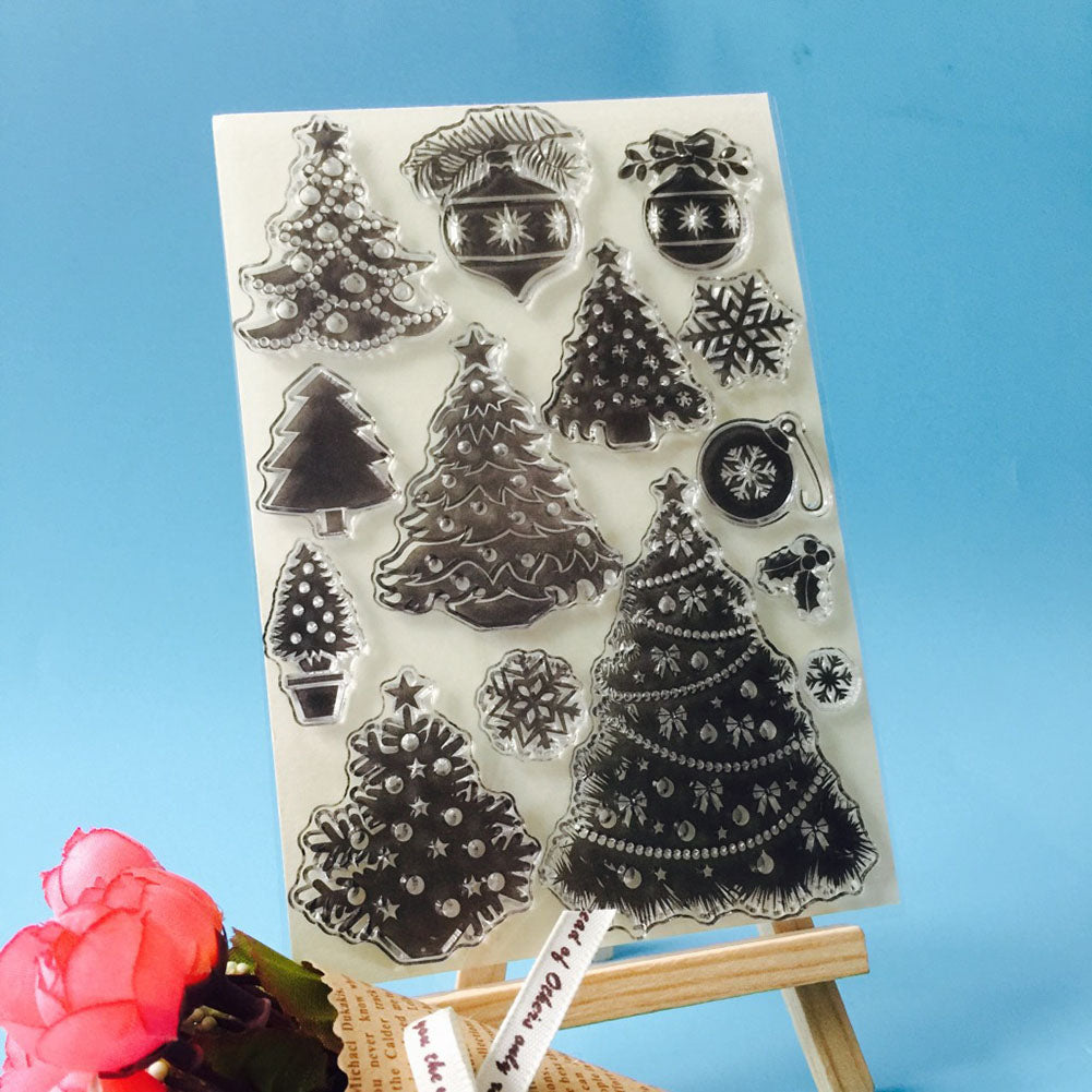 Christmas Tree House Elk DIY Stamp Paper Cards Album Scrapbooking Decor Stamper