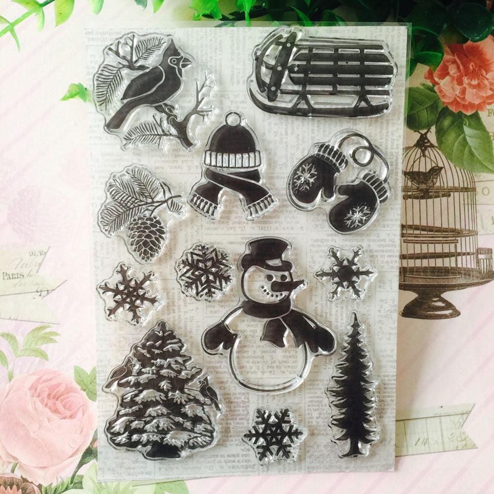 Christmas Tree House Elk DIY Stamp Paper Cards Album Scrapbooking Decor Stamper