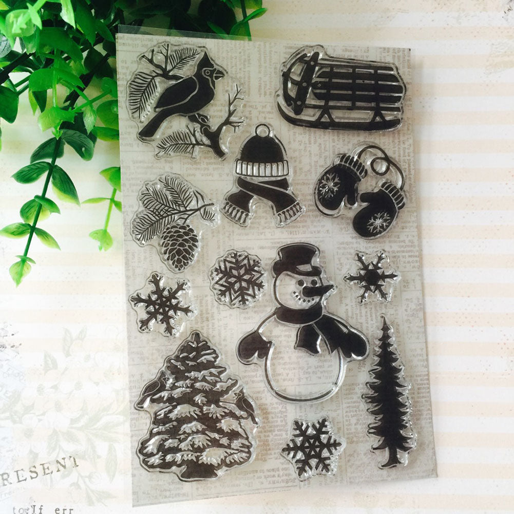 Christmas Tree House Elk DIY Stamp Paper Cards Album Scrapbooking Decor Stamper