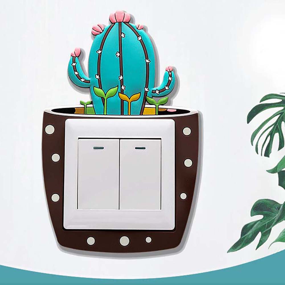 Lovely Cactus Luminous PVC Wall Switch Sticker Living Room Bedroom Home Decor