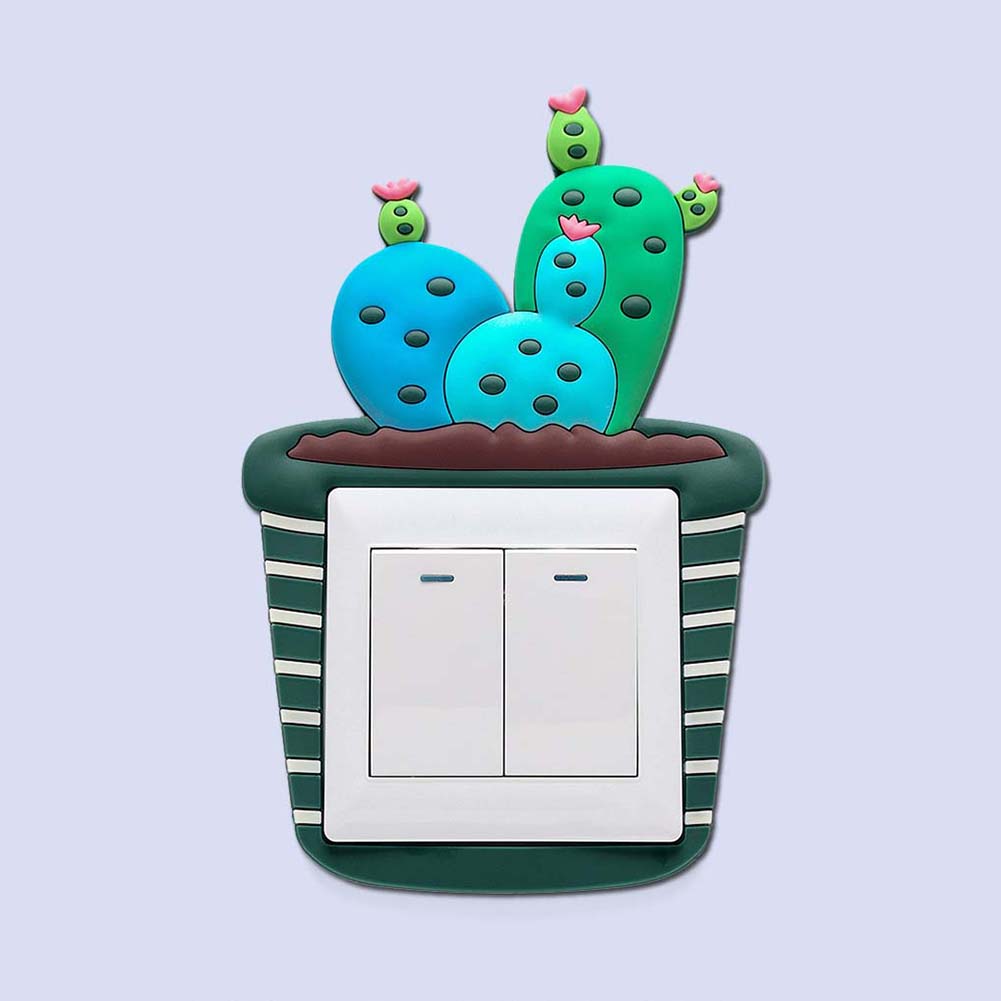 Lovely Cactus Luminous PVC Wall Switch Sticker Living Room Bedroom Home Decor