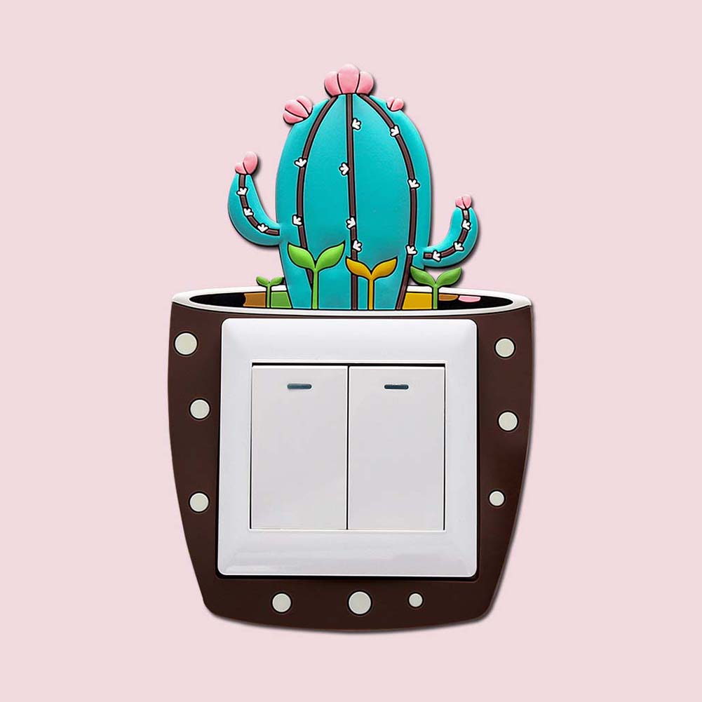 Lovely Cactus Luminous PVC Wall Switch Sticker Living Room Bedroom Home Decor