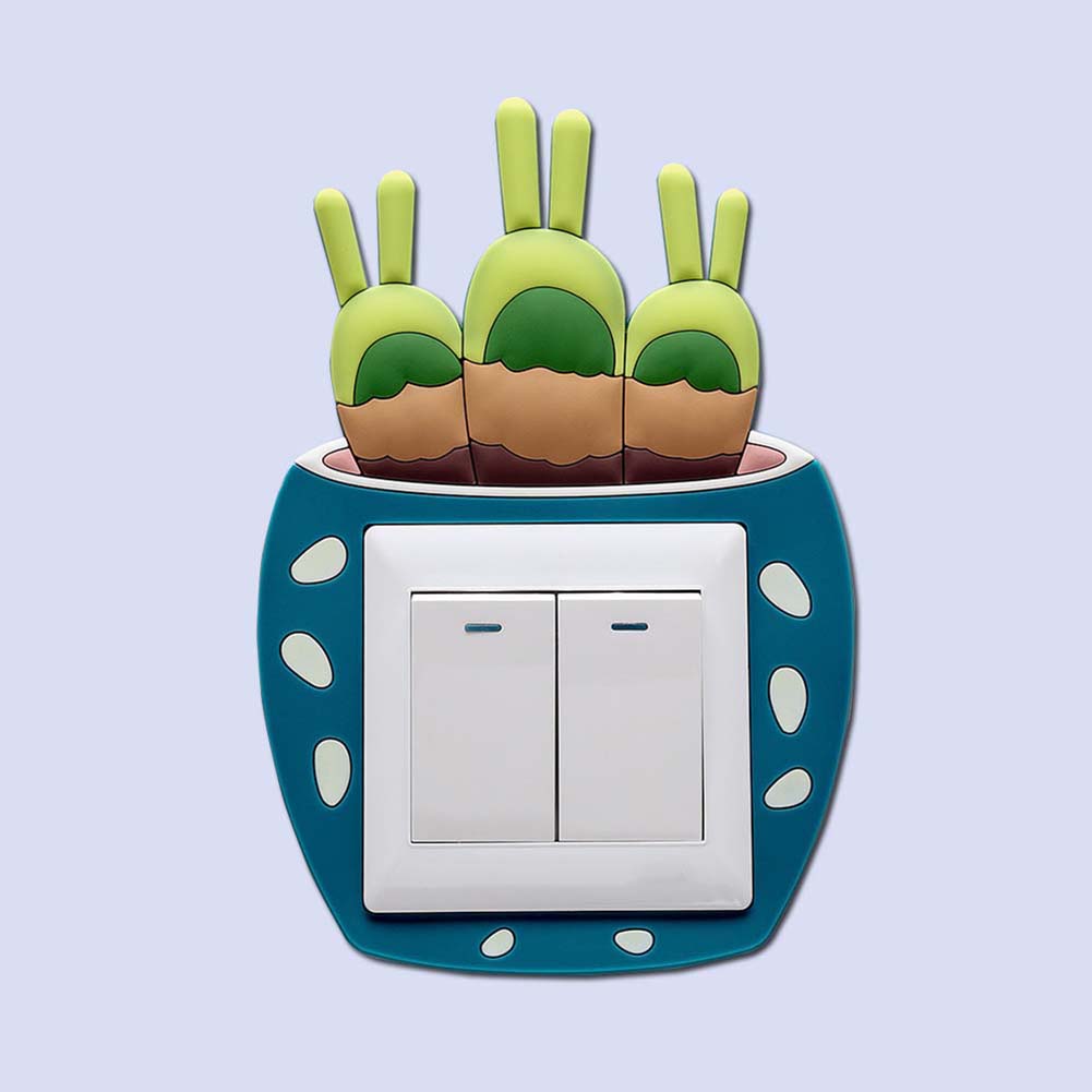 Lovely Cactus Luminous PVC Wall Switch Sticker Living Room Bedroom Home Decor