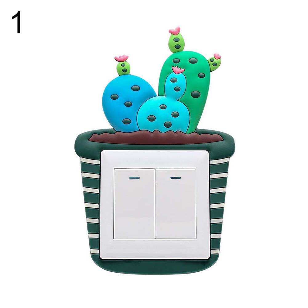 Lovely Cactus Luminous PVC Wall Switch Sticker Living Room Bedroom Home Decor