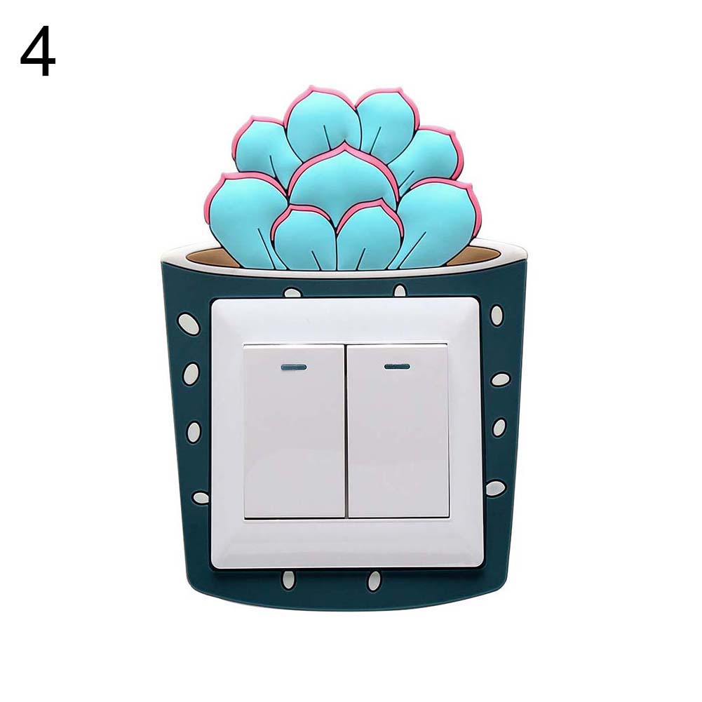 Lovely Cactus Luminous PVC Wall Switch Sticker Living Room Bedroom Home Decor