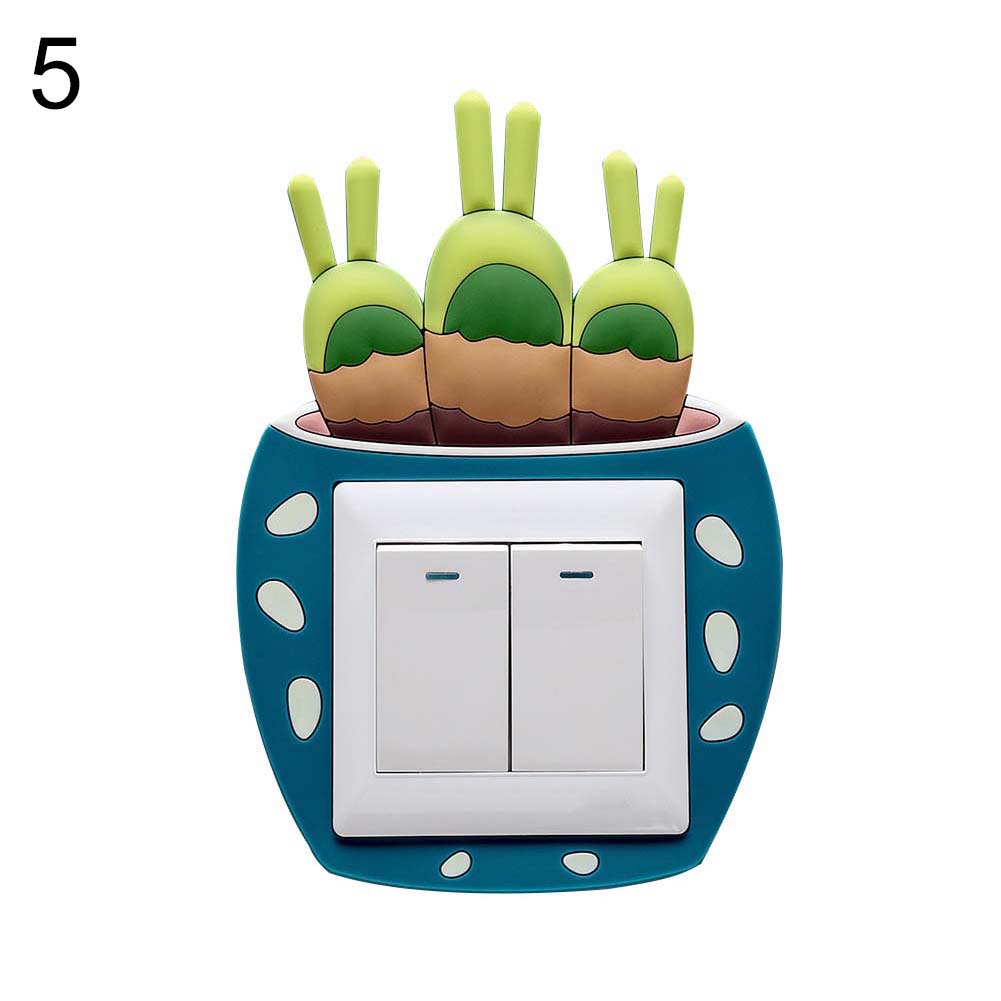 Lovely Cactus Luminous PVC Wall Switch Sticker Living Room Bedroom Home Decor