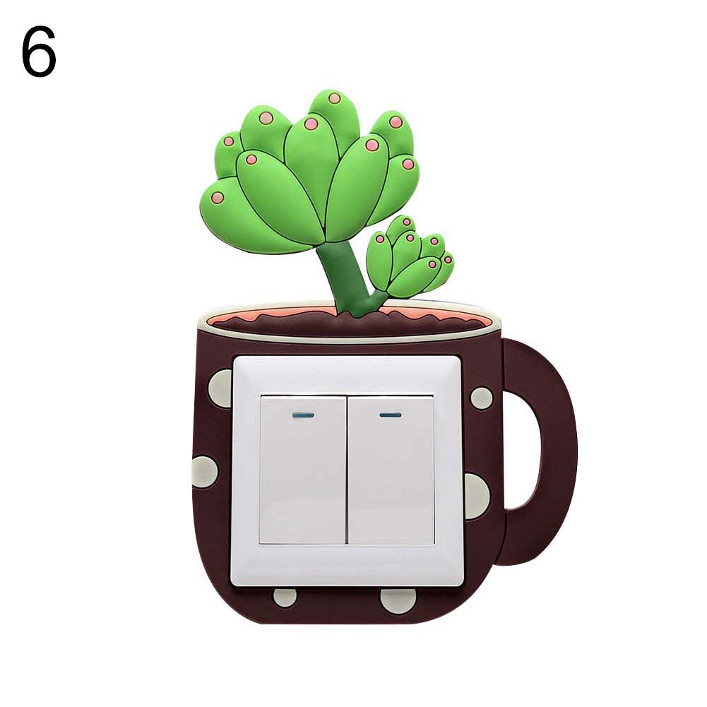 Lovely Cactus Luminous PVC Wall Switch Sticker Living Room Bedroom Home Decor