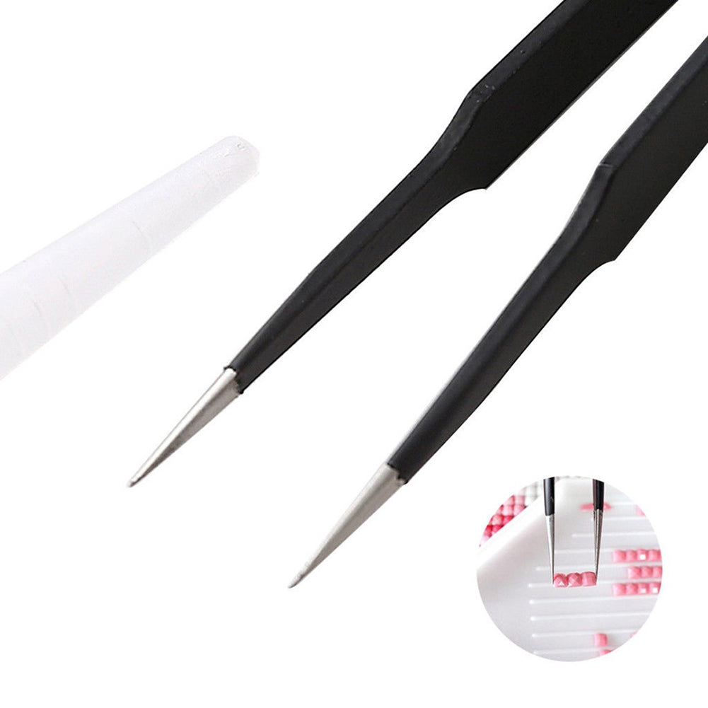 5Pcs DIY 5D Diamond Painting Tools Kit Tweezers Drill Pen Plastic Tray Mud Set