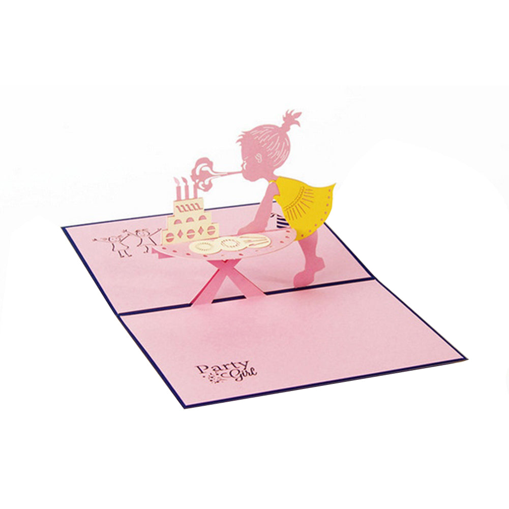 3D Pop Up Kids Girl's Birthday Greeting Card Party Invitation Handmade Gift