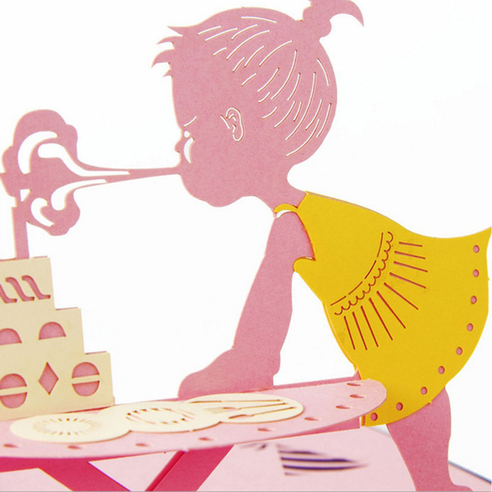 3D Pop Up Kids Girl's Birthday Greeting Card Party Invitation Handmade Gift