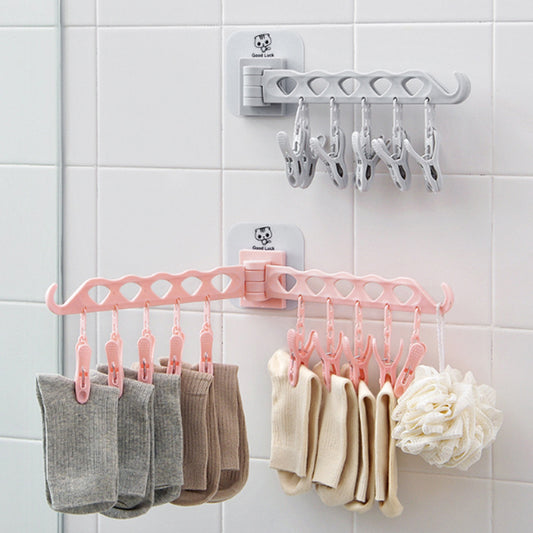 Removable 12 Clips Bathroom Rack Clothespin Windproof Socks Clothes Towel Hanger