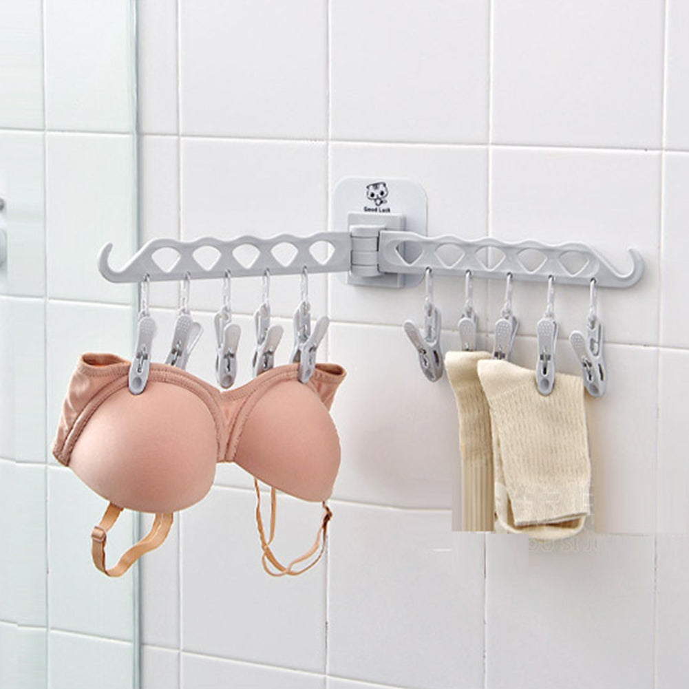 Removable 12 Clips Bathroom Rack Clothespin Windproof Socks Clothes Towel Hanger