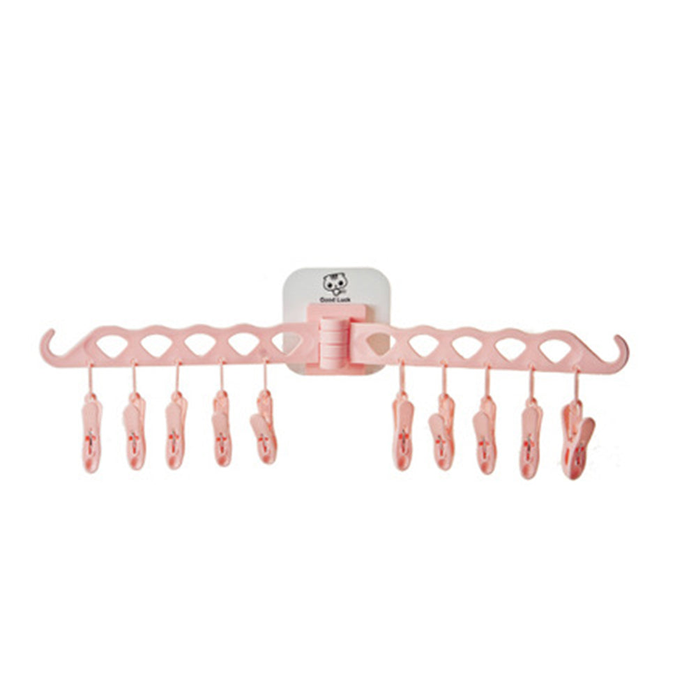 Removable 12 Clips Bathroom Rack Clothespin Windproof Socks Clothes Towel Hanger