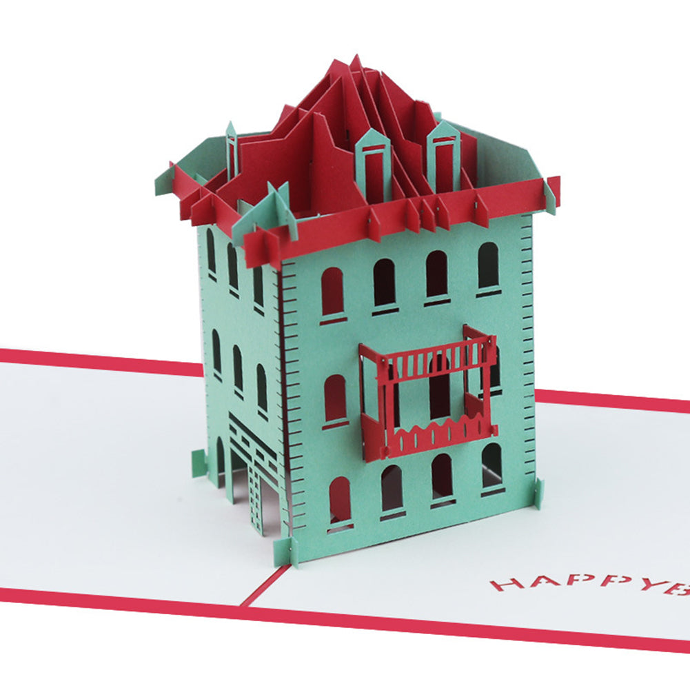 Creative 3D Pop Up House Happy Birthday Handmade Greeting Card Gift Paper Craft
