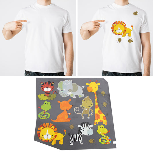 Colorful Animal Zoo Clothes Giraffe Lion Snake Pattern T-Shirt Sticker Decor