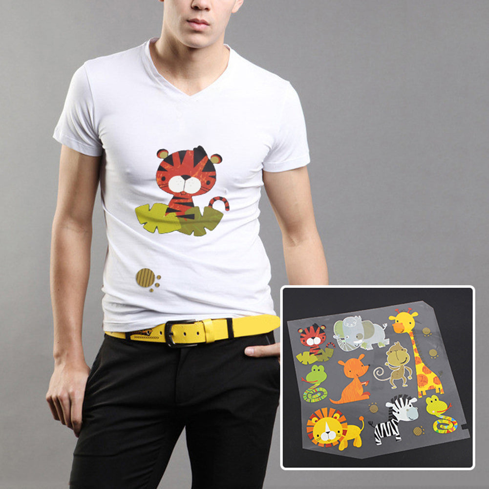 Colorful Animal Zoo Clothes Giraffe Lion Snake Pattern T-Shirt Sticker Decor