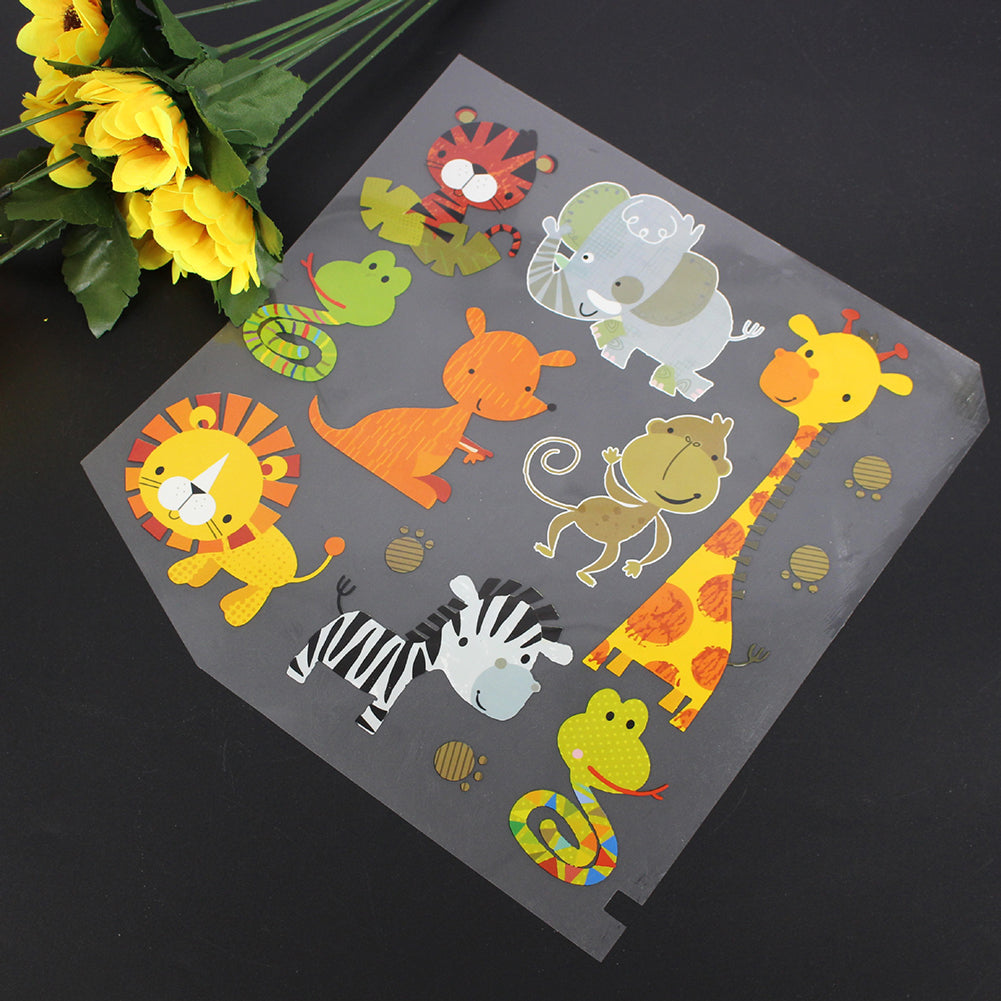 Colorful Animal Zoo Clothes Giraffe Lion Snake Pattern T-Shirt Sticker Decor