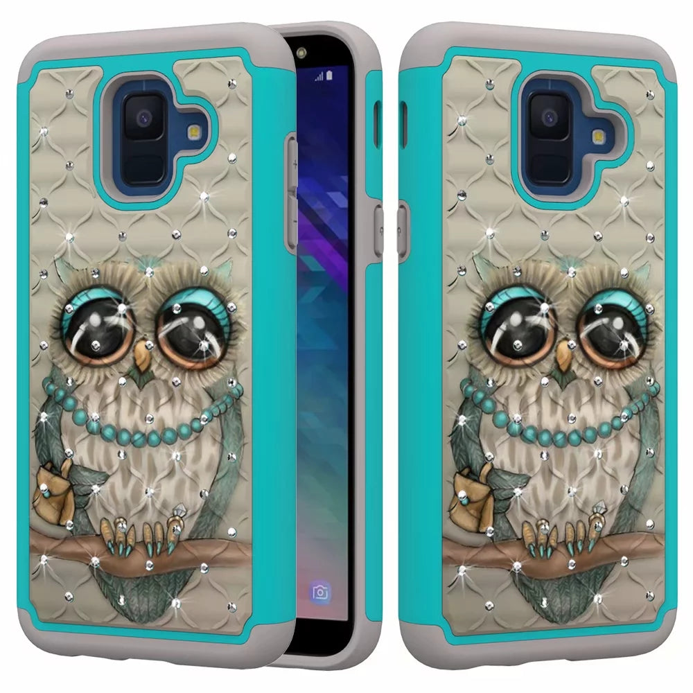 mobile phone case all-inclusive soft-edge PC hard shell 2 in 1 coated silica gel for Samsung Galaxy A6 Gray cat