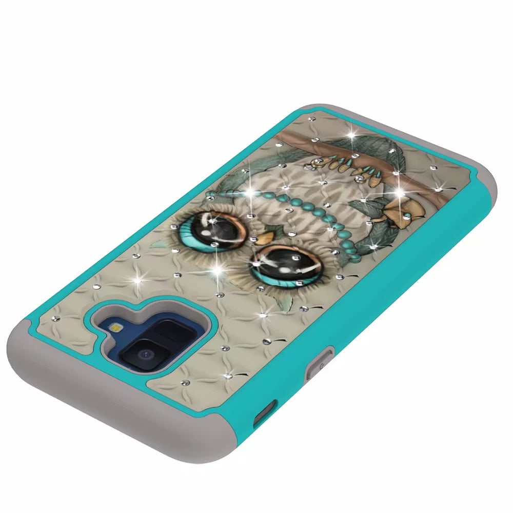 mobile phone case all-inclusive soft-edge PC hard shell 2 in 1 coated silica gel for Samsung Galaxy A6 Gray cat