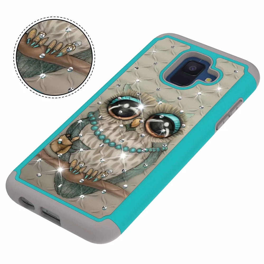 mobile phone case all-inclusive soft-edge PC hard shell 2 in 1 coated silica gel for Samsung Galaxy A6 Gray cat