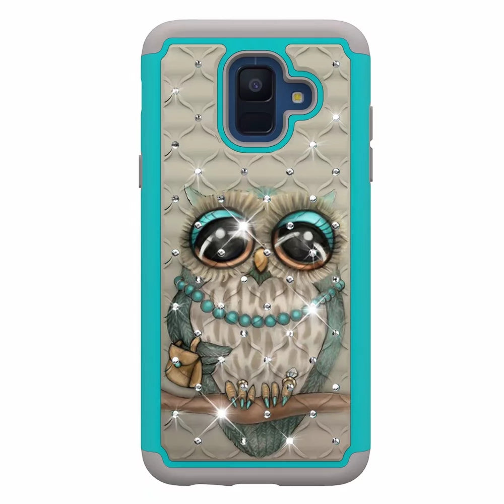 mobile phone case all-inclusive soft-edge PC hard shell 2 in 1 coated silica gel for Samsung Galaxy A6 Gray cat