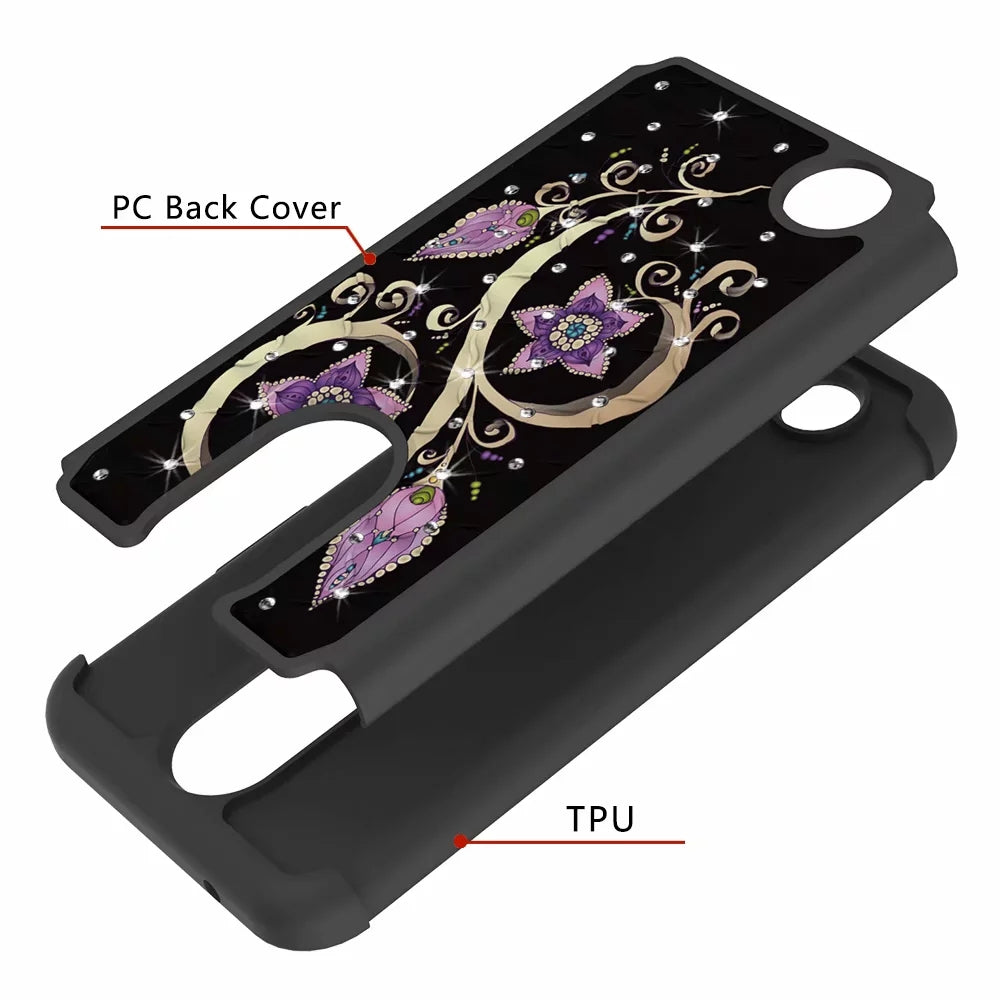 mobile phone case all-inclusive soft-edge PC hard shell 2 in 1 coated silicone for LG K10 2017  Peacock flower