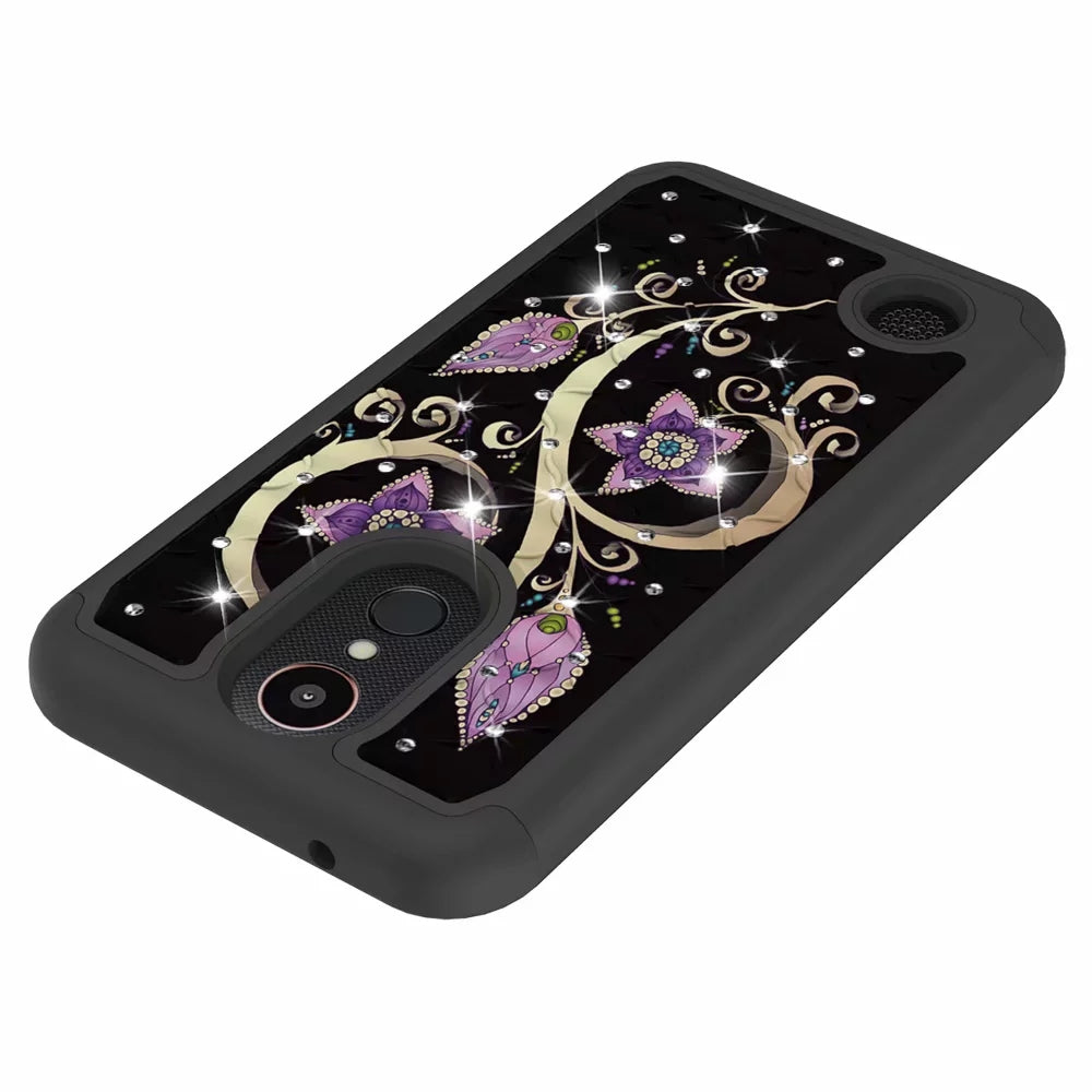 mobile phone case all-inclusive soft-edge PC hard shell 2 in 1 coated silicone for LG K10 2017  Peacock flower