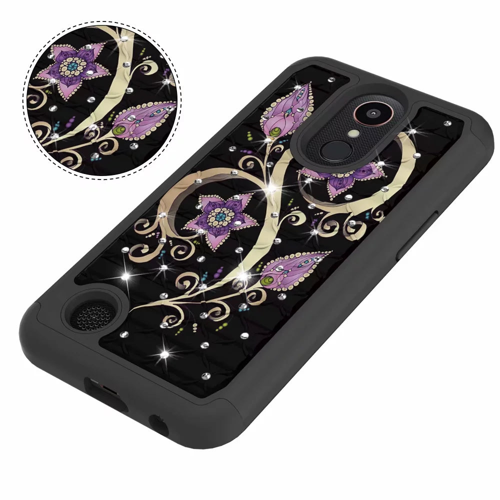 mobile phone case all-inclusive soft-edge PC hard shell 2 in 1 coated silicone for LG K10 2017  Peacock flower