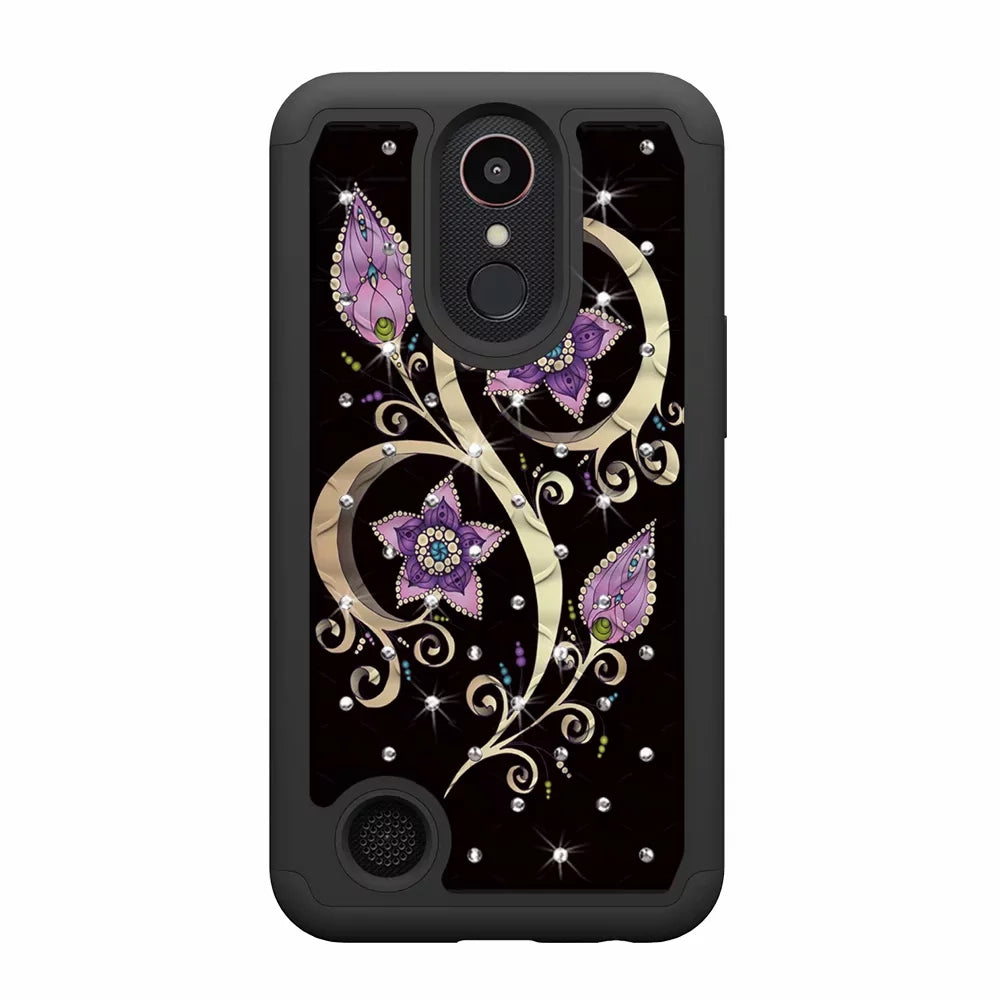 mobile phone case all-inclusive soft-edge PC hard shell 2 in 1 coated silicone for LG K10 2017  Peacock flower