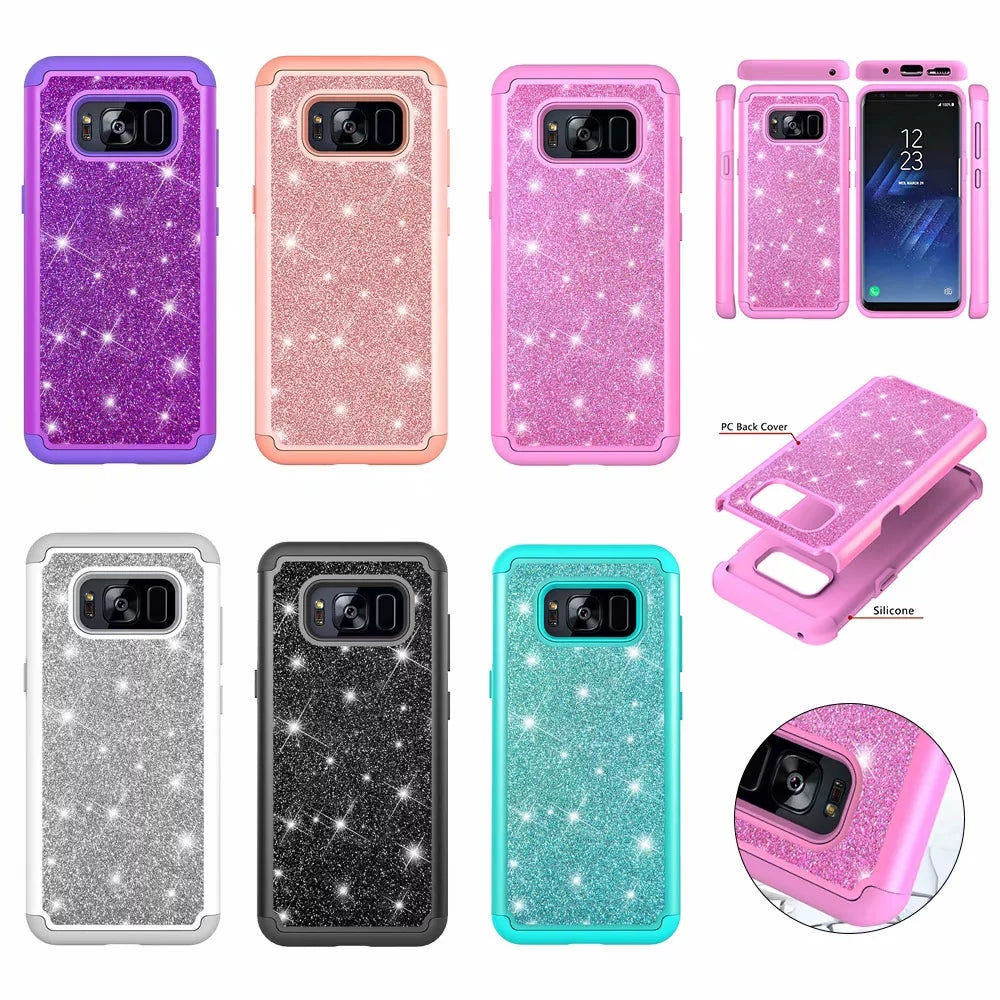 flash phone case all inclusive soft edge PC hard shell 2 in 1 anti-fall silicone for Samsung Galaxy S8