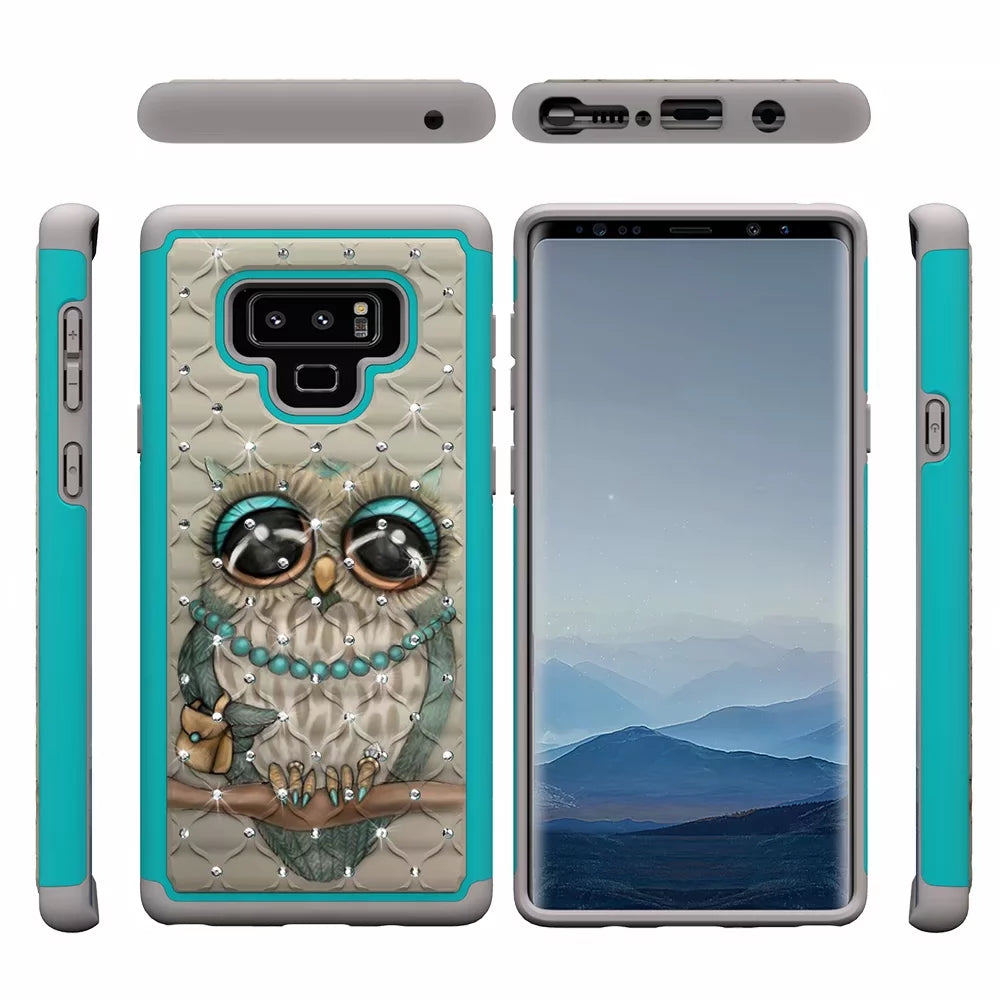 mobile phone case all-inclusive soft-edge PC hard shell 2 in 1 coated silica gel for Samsung Galaxy Note9  Gray cat