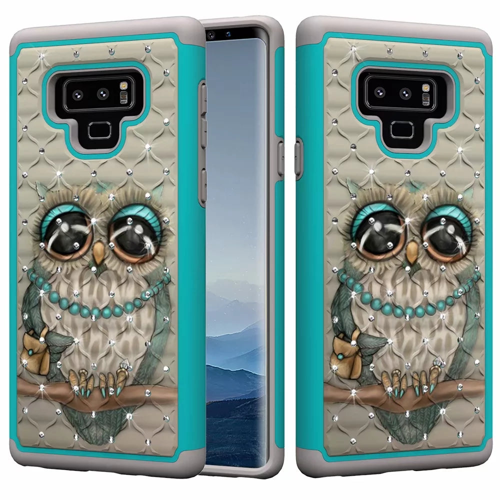 mobile phone case all-inclusive soft-edge PC hard shell 2 in 1 coated silica gel for Samsung Galaxy Note9  Gray cat