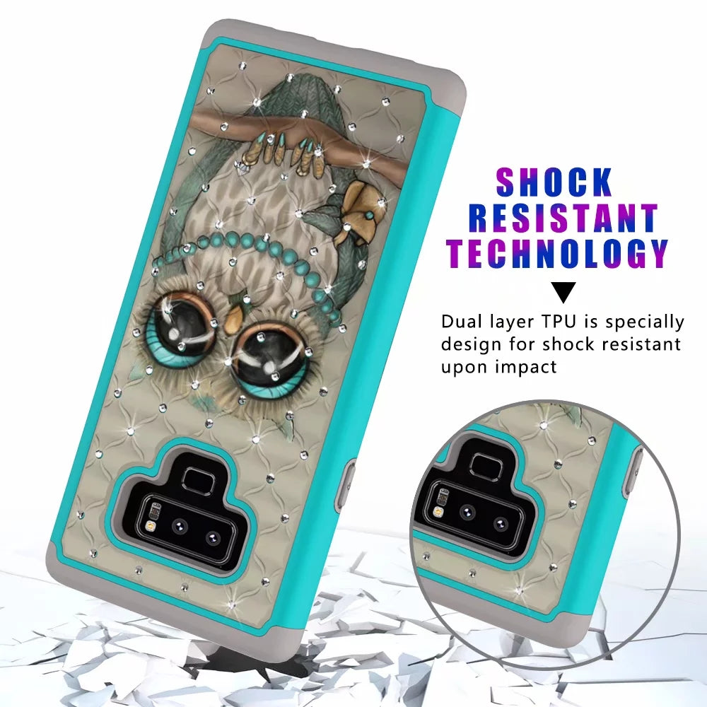 mobile phone case all-inclusive soft-edge PC hard shell 2 in 1 coated silica gel for Samsung Galaxy Note9  Gray cat