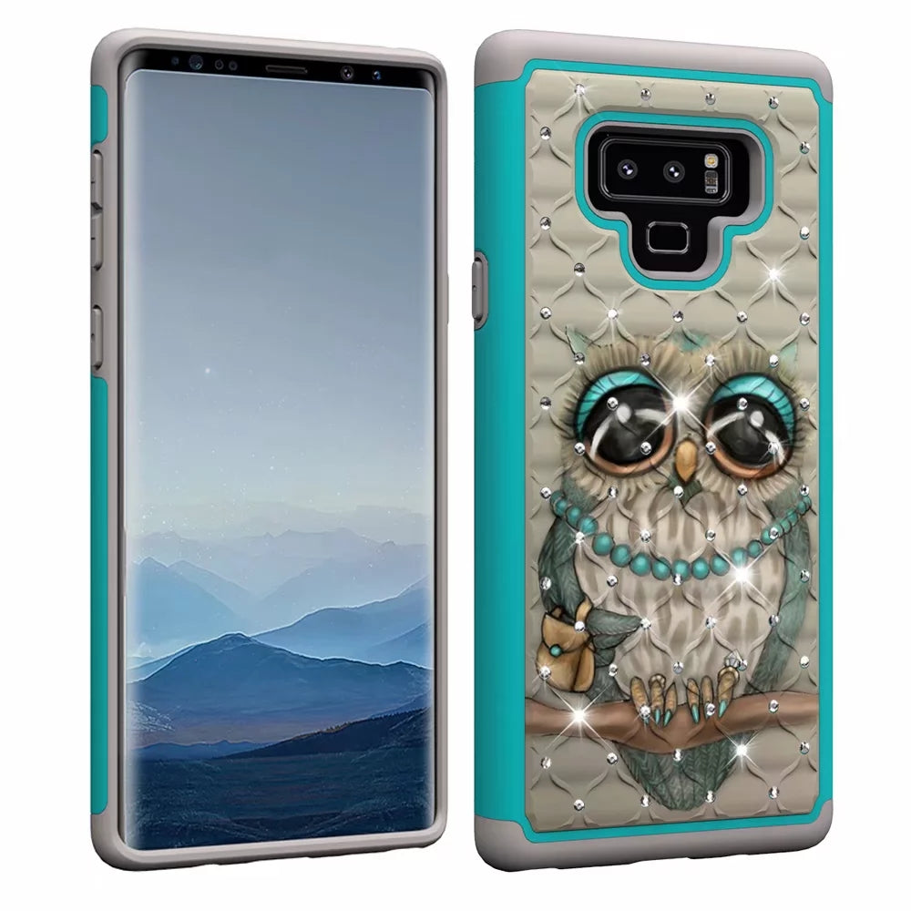 mobile phone case all-inclusive soft-edge PC hard shell 2 in 1 coated silica gel for Samsung Galaxy Note9  Gray cat