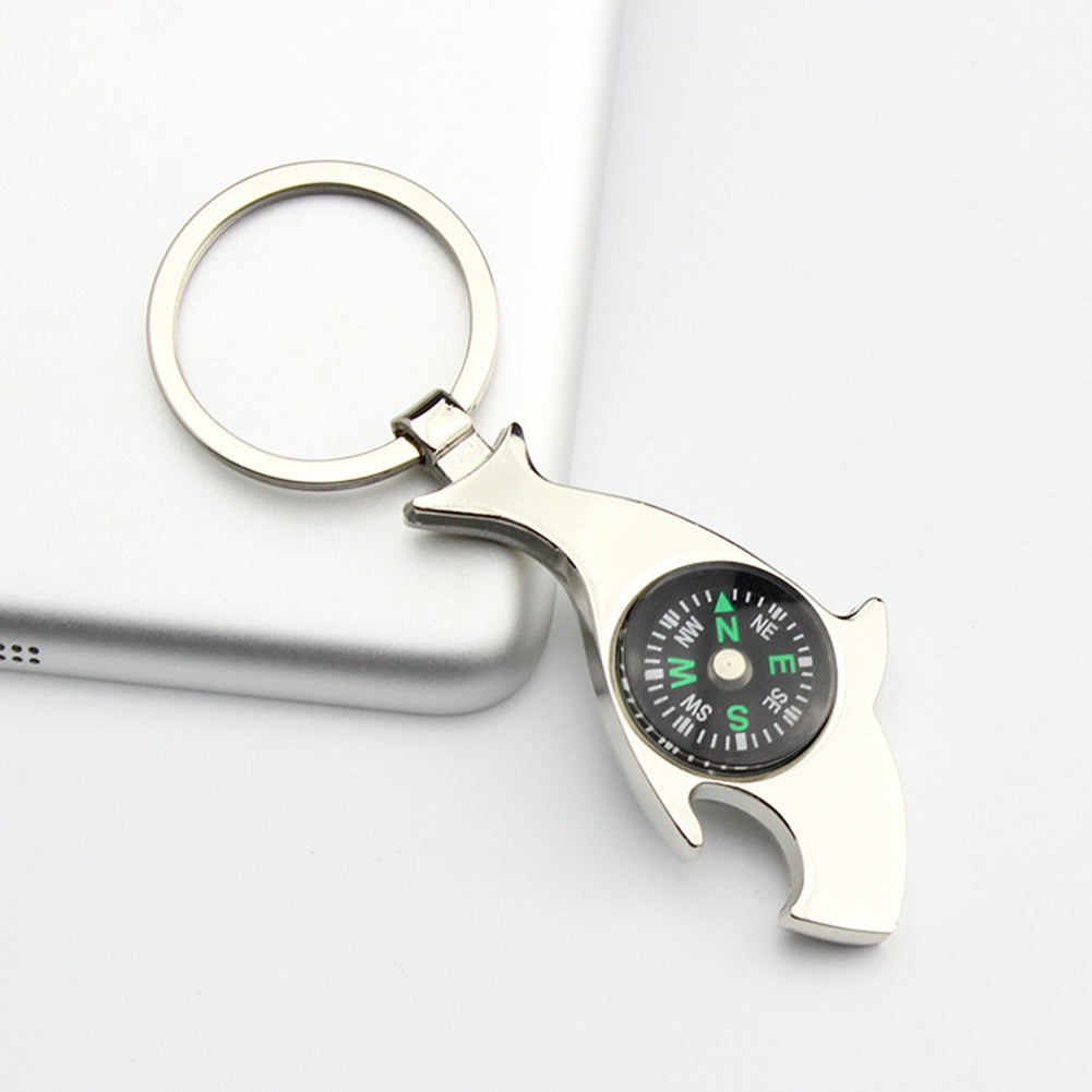 Fashion Shark Shape Compass Bottle Opener Car Key Chain Bag Hangings Keyring