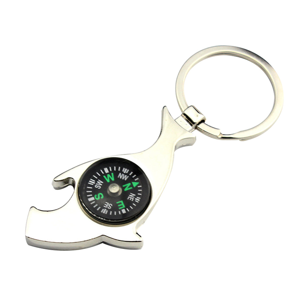Fashion Shark Shape Compass Bottle Opener Car Key Chain Bag Hangings Keyring