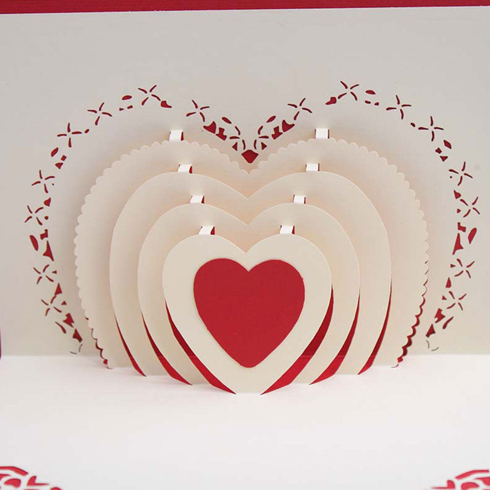 Creative 3D Pop Up Love Heart Greeting Card Birthday Valentine's Day Gift