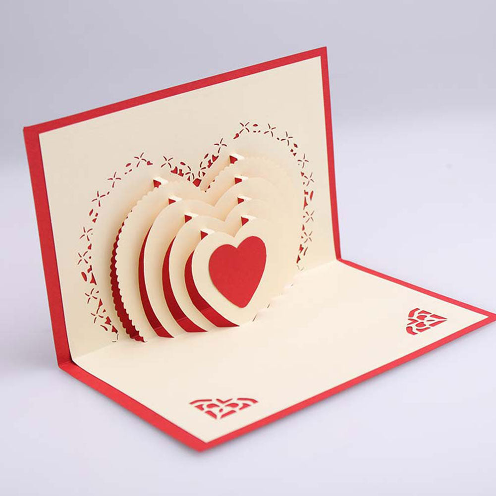 Creative 3D Pop Up Love Heart Greeting Card Birthday Valentine's Day Gift