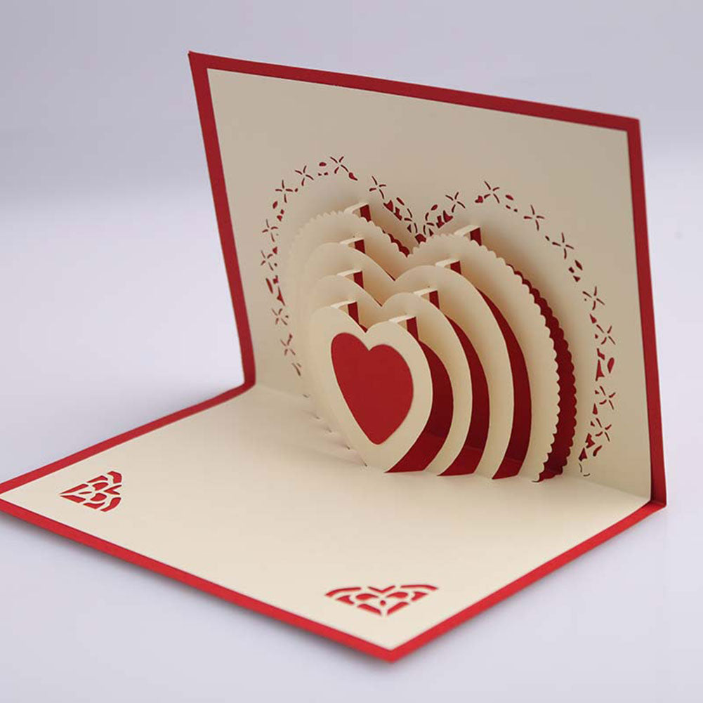 Creative 3D Pop Up Love Heart Greeting Card Birthday Valentine's Day Gift