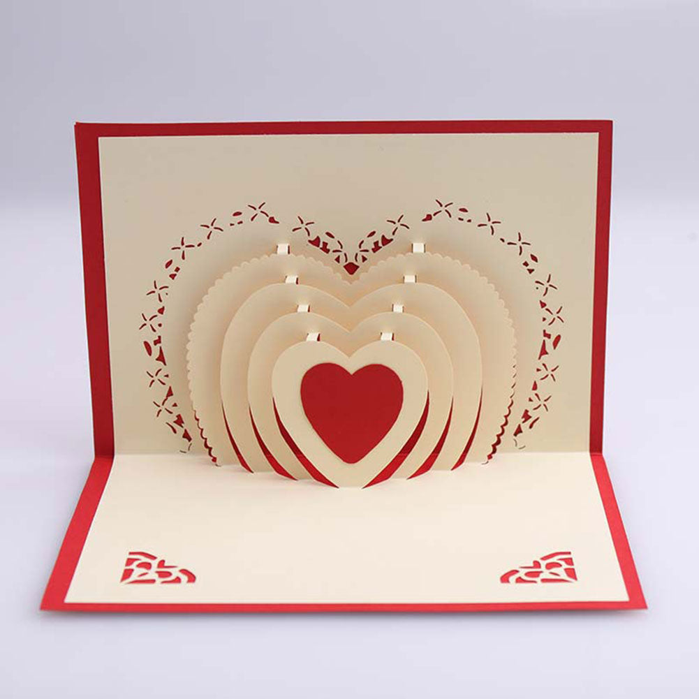 Creative 3D Pop Up Love Heart Greeting Card Birthday Valentine's Day Gift
