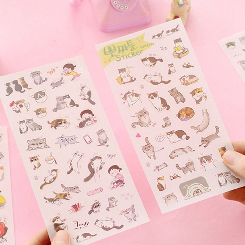 6Sheets Cute Cartoon Cat Girl Album Diary Calendar Craft Scrapbooking Sticker