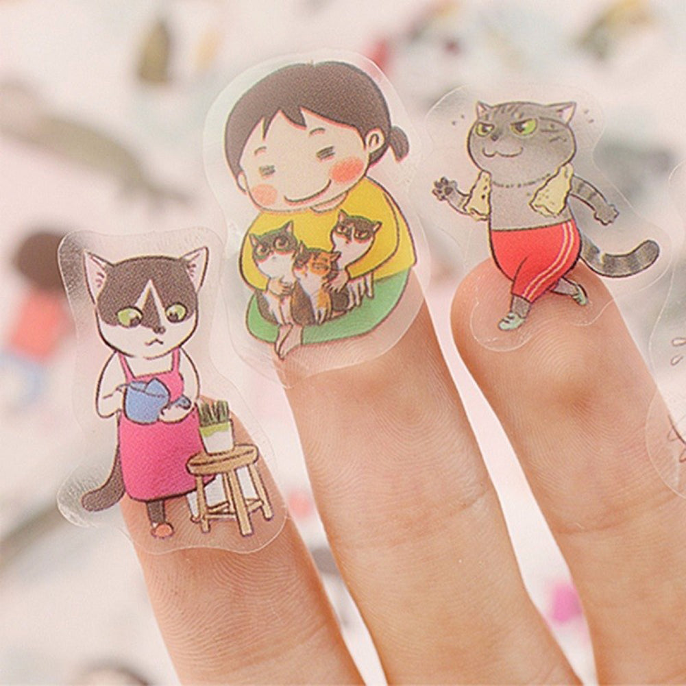 6Sheets Cute Cartoon Cat Girl Album Diary Calendar Craft Scrapbooking Sticker