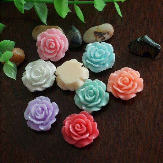 30Pcs Resin Rose Flower Flatback Appliques for Phone Photo Frame DIY Craft