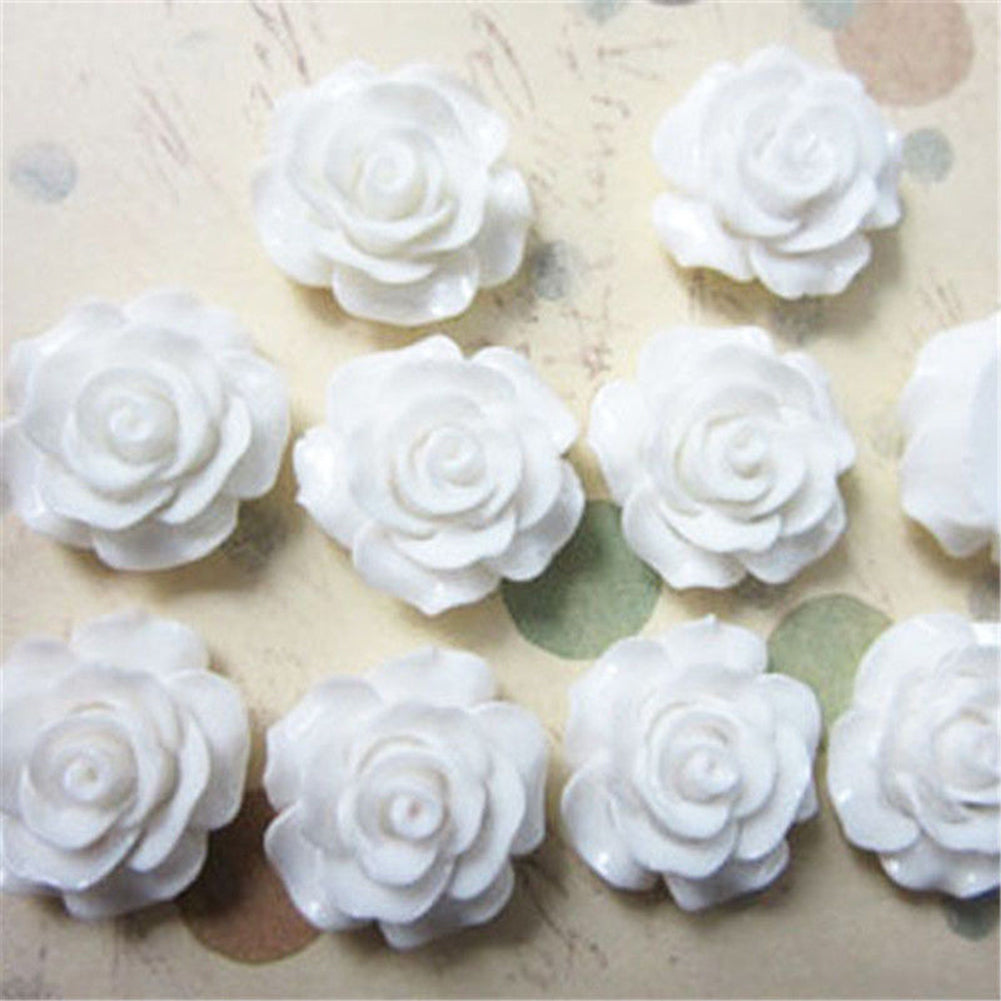 30Pcs Resin Rose Flower Flatback Appliques for Phone Photo Frame DIY Craft